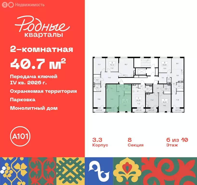 2-комнатная квартира: поселение Марушкинское, квартал № 33 (40.7 м) - Фото 1