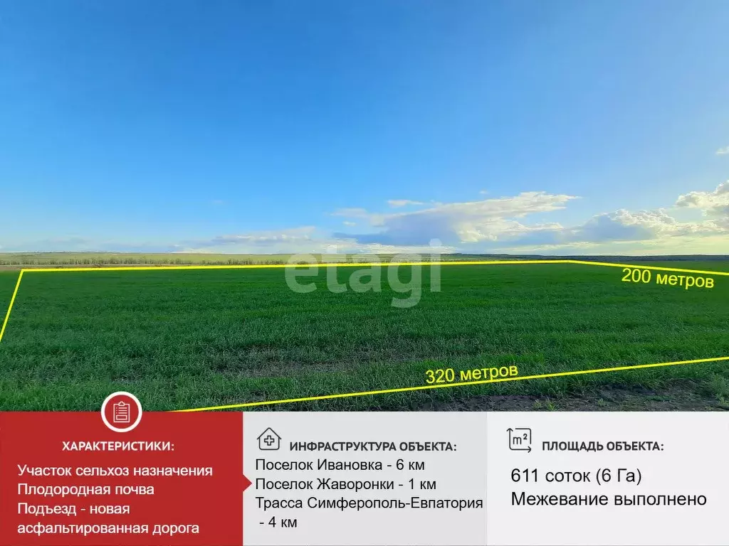 Участок в Крым, Сакский район, с. Ивановка  (611.0 сот.) - Фото 1