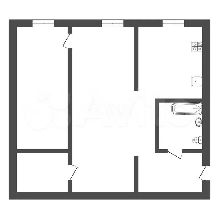 2-к. квартира, 43,5 м, 5/5 эт. - Фото 0