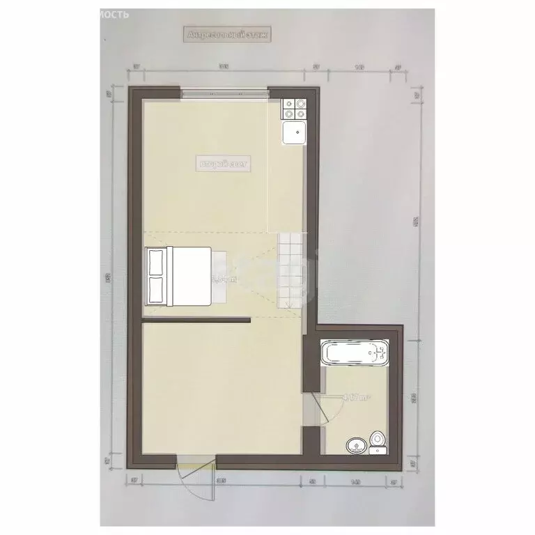 1к в -комнатной квартире (7 м) - Фото 1