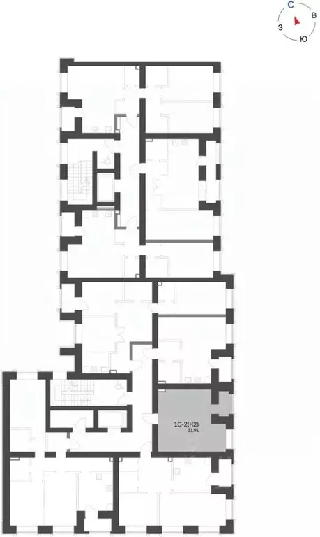 Студия Татарстан, Нижнекамск 15-й мкр, Калина жилой комплекс (31.91 м) - Фото 1