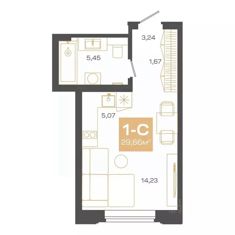 Студия Новосибирская область, Новосибирск Академгородок мкр, ул. Мусы ... - Фото 1