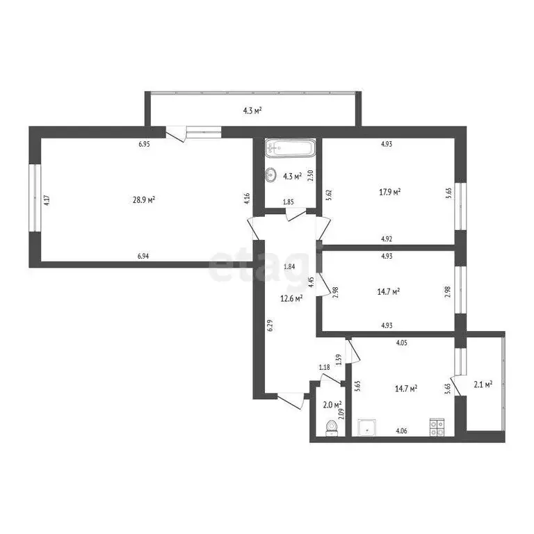 3-комнатная квартира: Саранск, Мордовская улица, 35к195 (95.1 м) - Фото 1