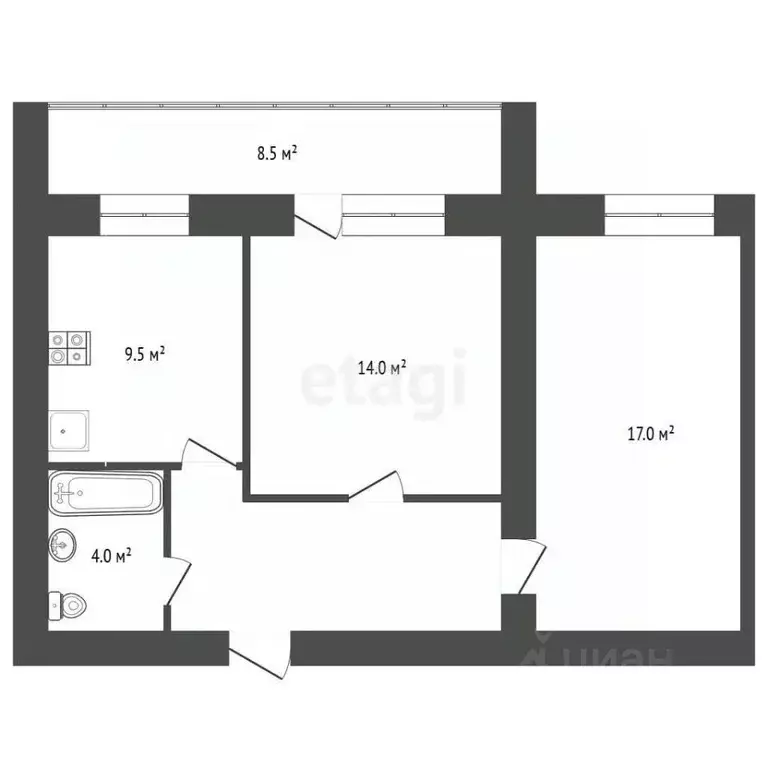 2-к кв. Самарская область, Самара ул. Дыбенко, 23 (52.3 м) - Фото 2