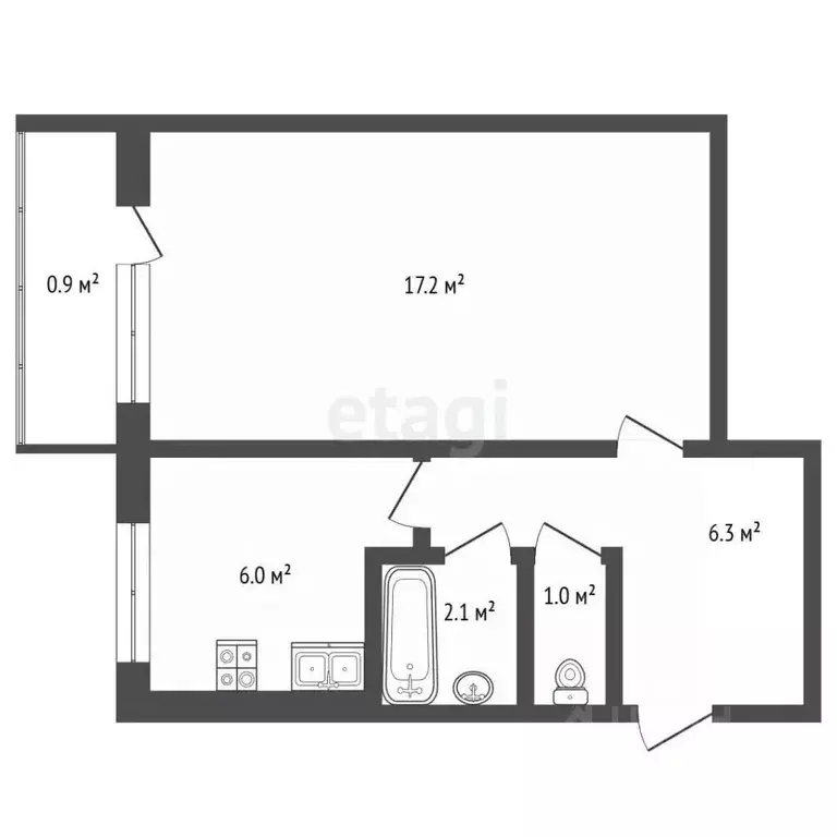 1-к кв. Нижегородская область, Нижний Новгород ул. Зайцева, 4 (32.6 м) - Фото 2