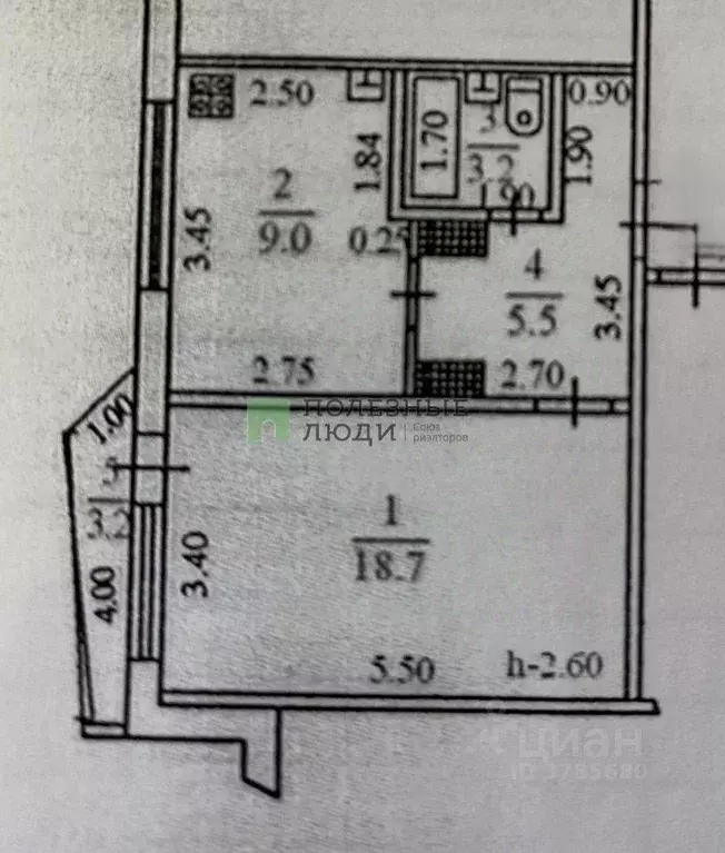 Квартира, 1 комната, 36.4 м - Фото 1