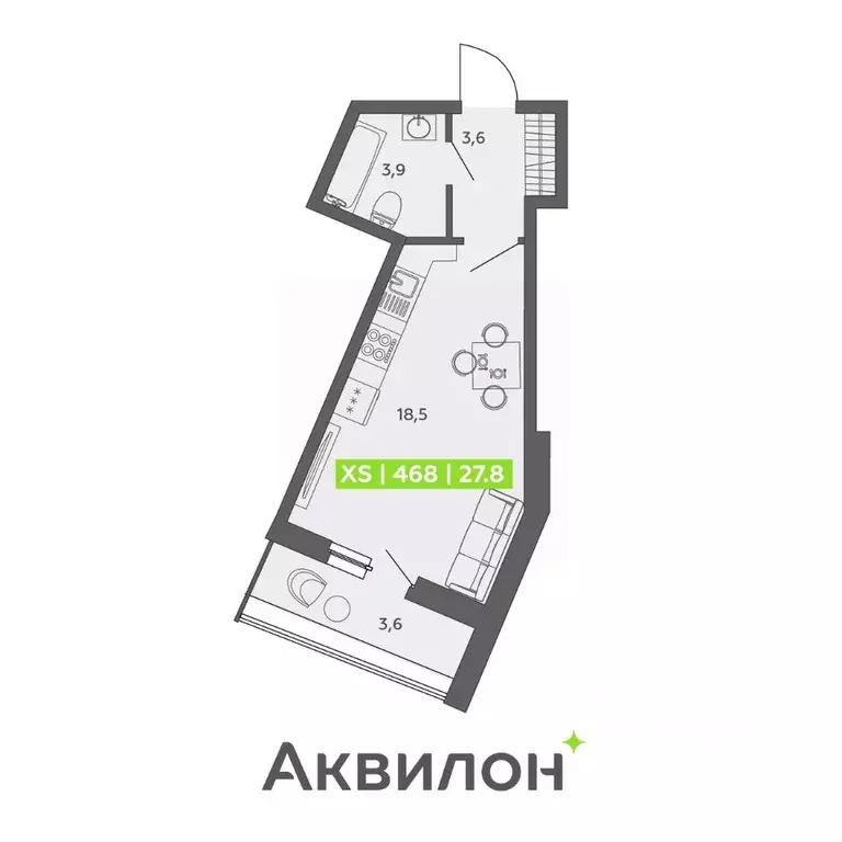 Студия Санкт-Петербург ул. Чирикова, 5 (27.8 м) - Фото 0