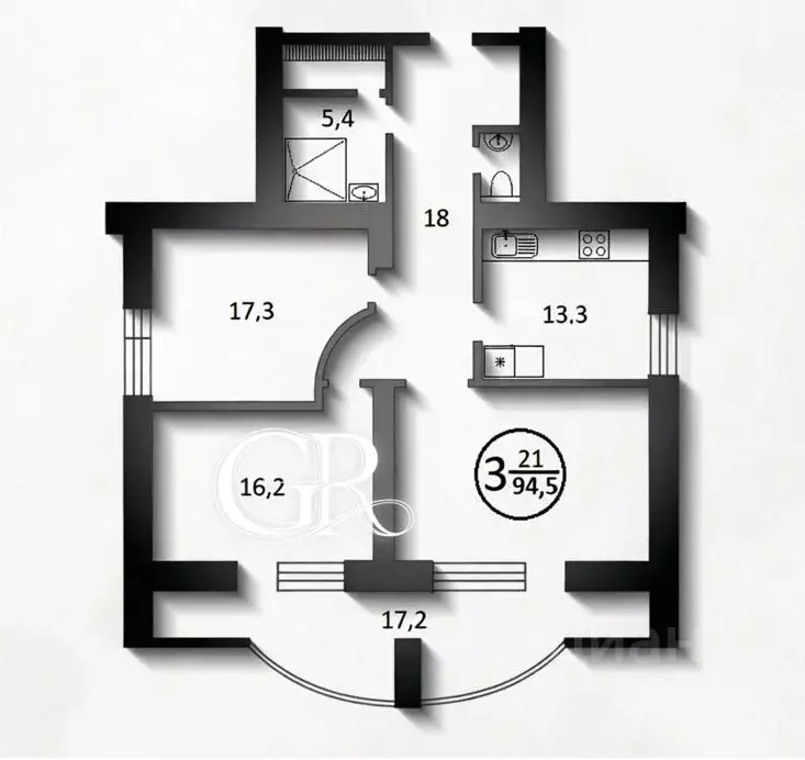3-к кв. Башкортостан, Уфа ул. Братьев Кадомцевых, 12/2 (94.5 м) - Фото 2