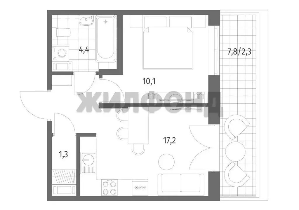 1-комнатная квартира: Новоселье, Невская улица, 4 (35.3 м) - Фото 1
