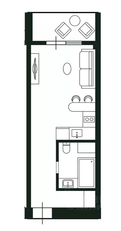 Студия Краснодарский край, Сочи ул. Яна Фабрициуса, 33 (25.5 м) - Фото 0