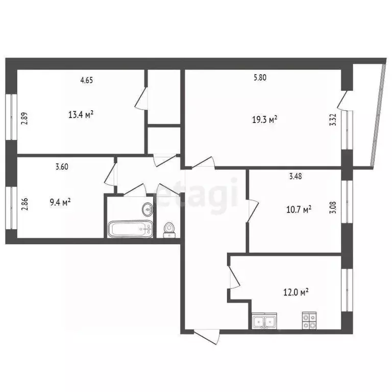 4-к кв. Ханты-Мансийский АО, Сургут проезд Дружбы, 12 (86.0 м) - Фото 2
