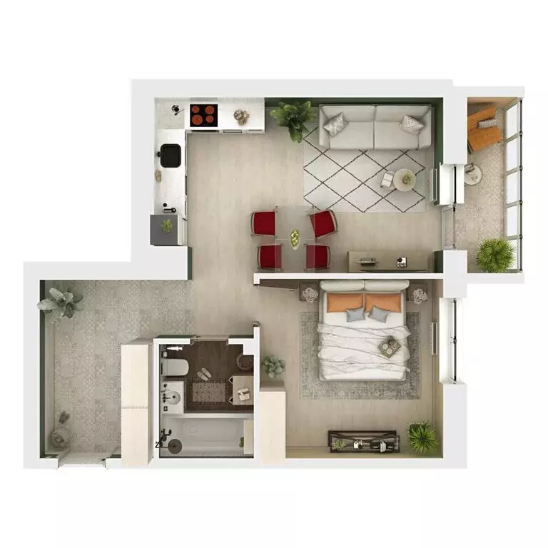 1-комнатная квартира: Тобольск, микрорайон 3Б, 6Бк2 (57.17 м) - Фото 1