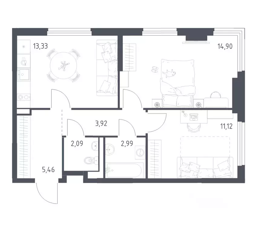 2-к кв. Московская область, Ленинский городской округ, Мисайлово пгт, ... - Фото 1