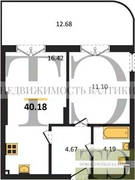1-к кв. Калининградская область, Светлогорск ул. Нахимова (40.18 м) - Фото 0