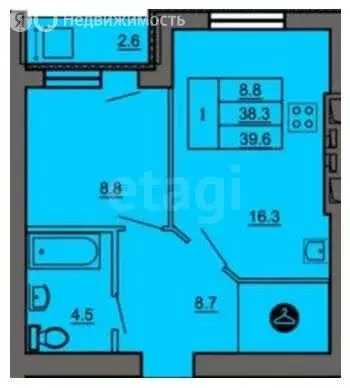 1-комнатная квартира: Альметьевск, улица Гафиатуллина, 48к1 (39 м) - Фото 1