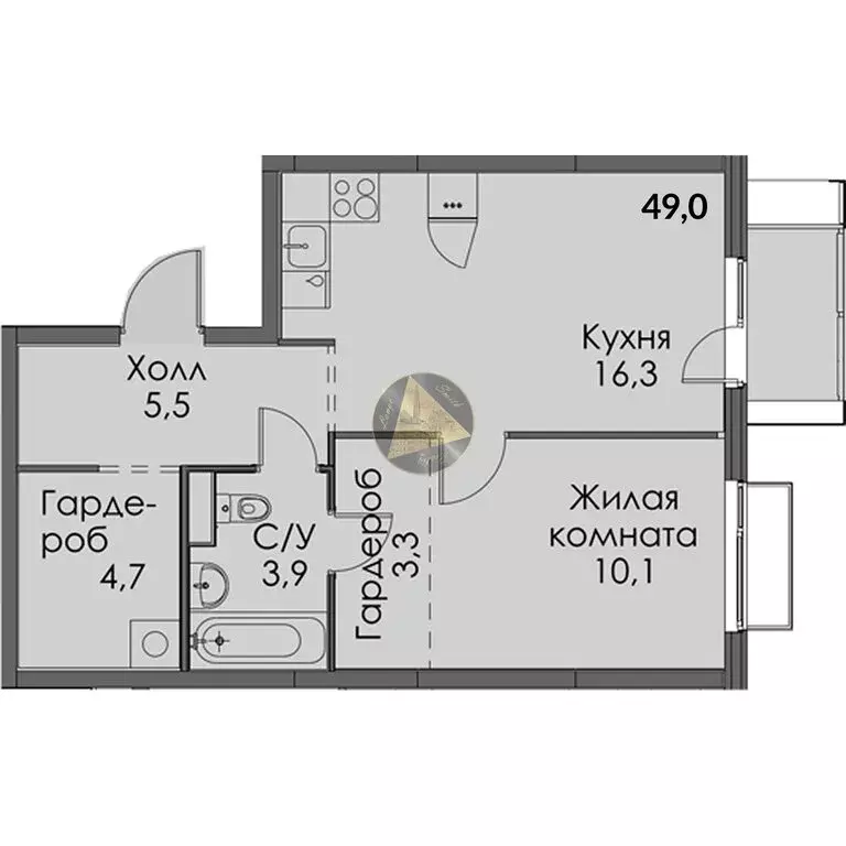 1-комнатная квартира: Санкт-Петербург, Лиговский проспект, 244 (49 м) - Фото 1