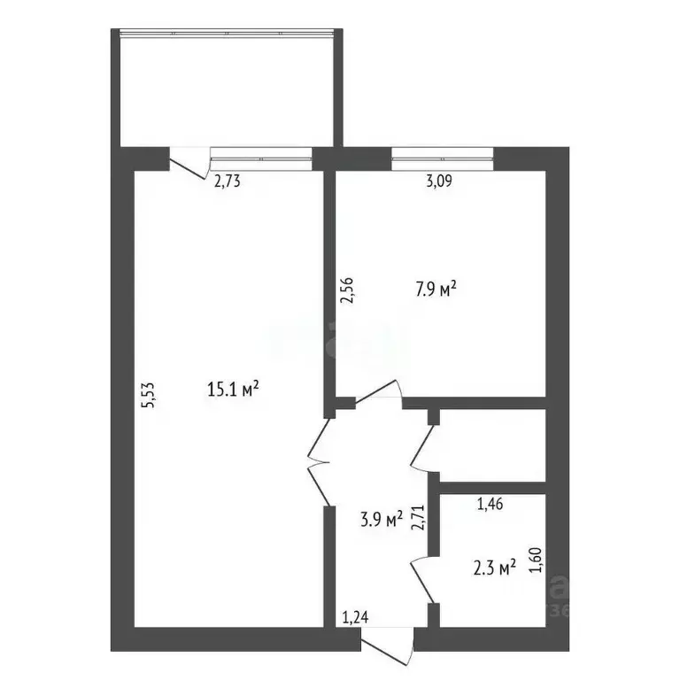1-к кв. Амурская область, Благовещенск Институтская ул., 11 (30.6 м) - Фото 1