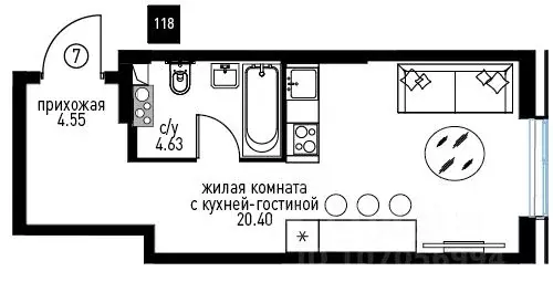 1-к кв. Москва Инноватор жилой комплекс, кА (29.58 м) - Фото 0