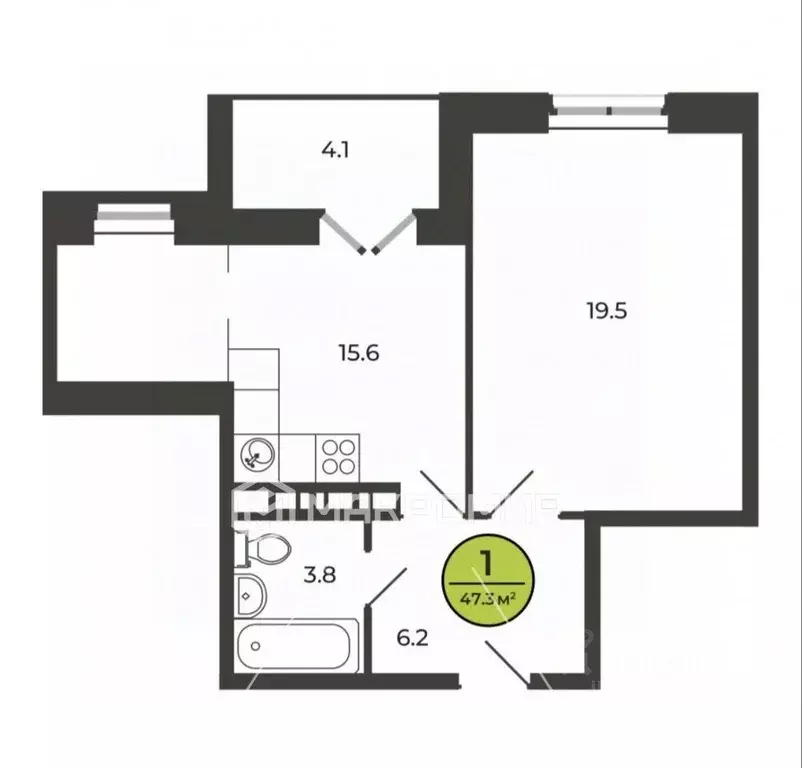 1-к кв. Брянская область, Брянский район, Свенское с/пос, пос. Свень ... - Фото 2