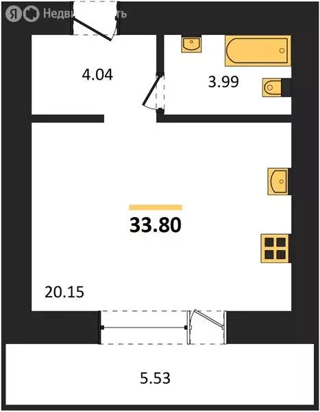 Квартира-студия: Пенза, улица Герцена, 106 (33.8 м) - Фото 1