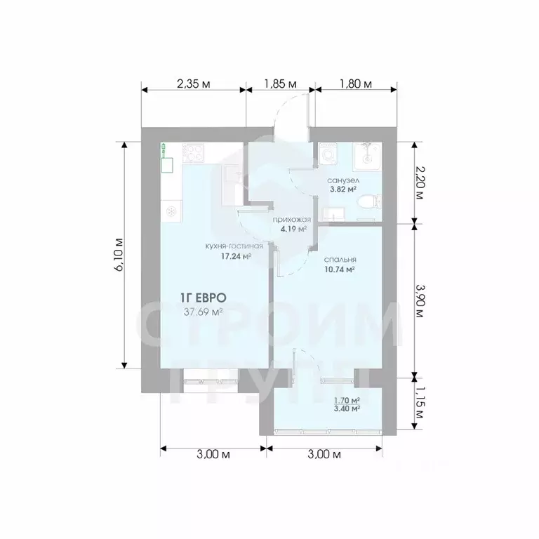 1-к кв. Владимирская область, Суздаль  (37.69 м) - Фото 2