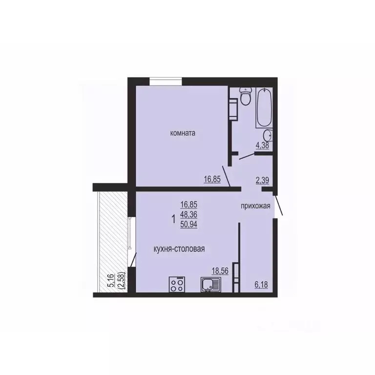 1-к кв. Челябинская область, Челябинский городской округ, пос. ... - Фото 1