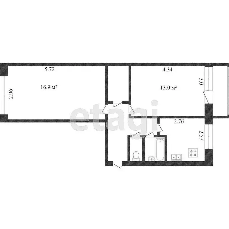 2-комнатная квартира: Калуга, Пролетарская улица, 110 (45 м) - Фото 1