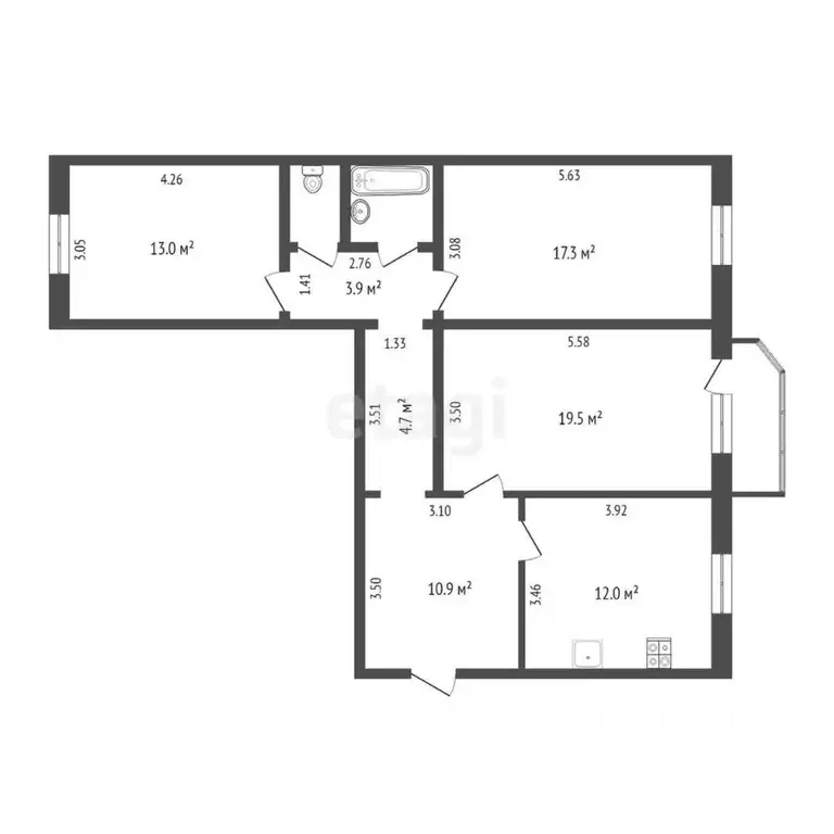 3-к кв. Тюменская область, Тюмень ул. Московский Тракт, 163 (86.1 м) - Фото 1