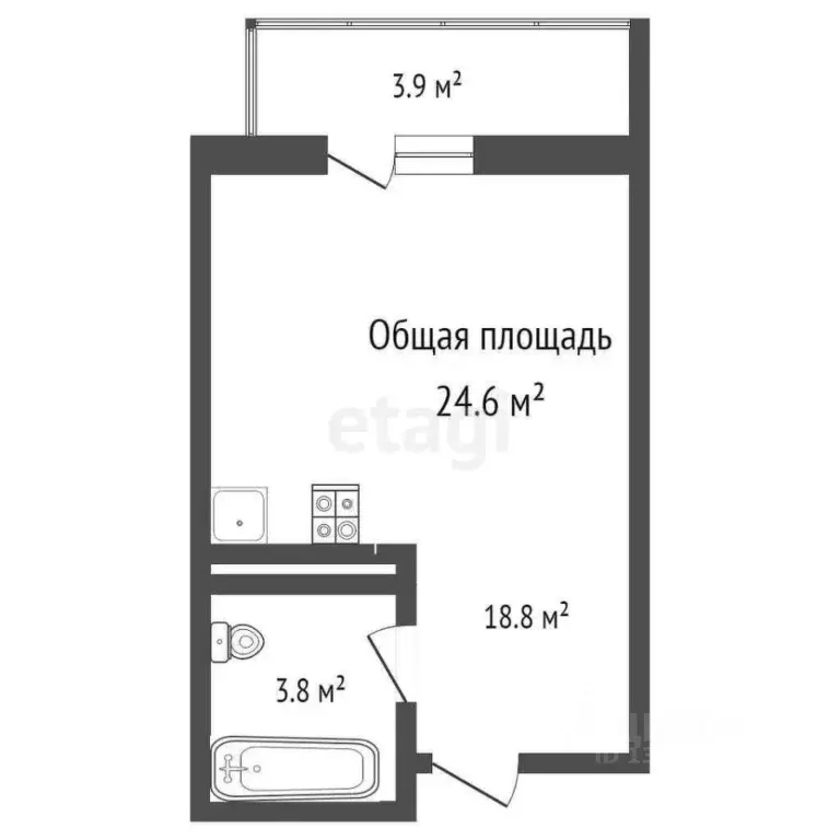 Студия Брянская область, Брянск ул. Имени О.Н. Строкина, 6 (22.0 м) - Фото 1