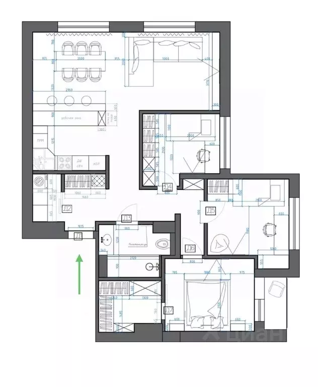 4-к кв. Татарстан, Казань ул. Алексея Козина, 2 (92.0 м) - Фото 2