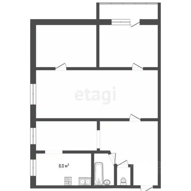 4-к кв. Тамбовская область, Тамбов ул. Тамары Дерунец, 71 (61.1 м) - Фото 2