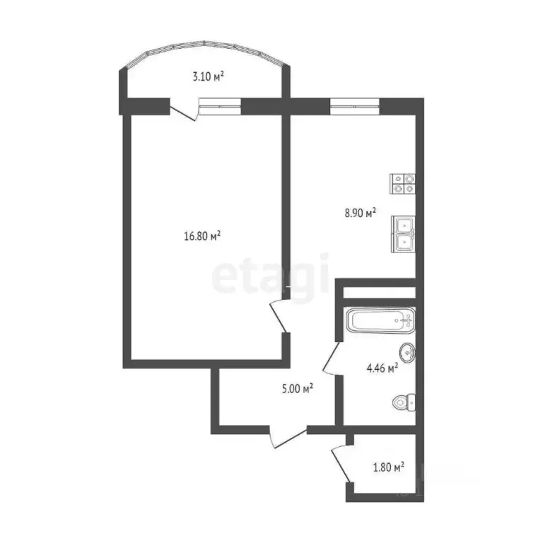 1-к кв. Тюменская область, Тюмень ул. Героев Космоса, 17 (35.3 м) - Фото 2