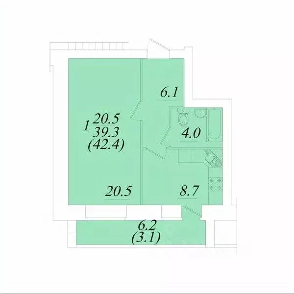 1-к кв. Вологодская область, Вологда Новгородская ул. (42.4 м) - Фото 0