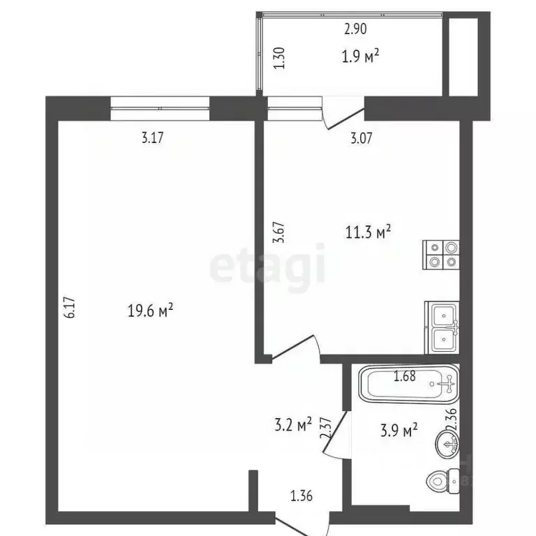 1-к кв. Ростовская область, Батайск Комсомольская ул., 131Ак1 (38.0 м) - Фото 1