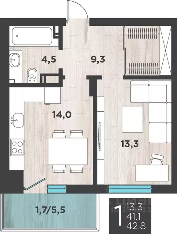 1-к кв. Калининградская область, Калининград ул. 3-я Большая Окружная, ... - Фото 1