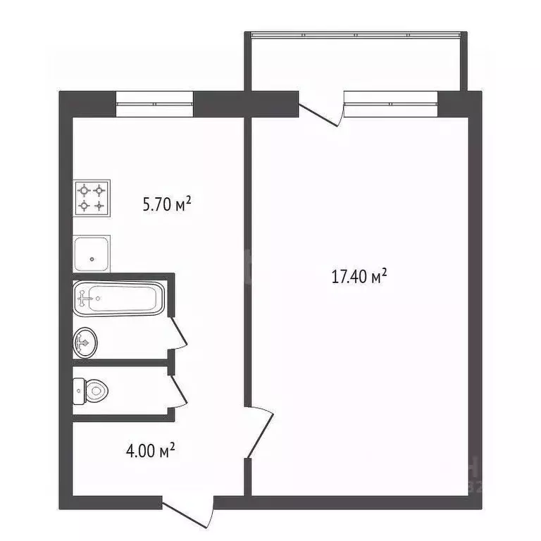 1-к кв. Красноярский край, Красноярск ул. Железнодорожников, 20 (31.3 ... - Фото 2