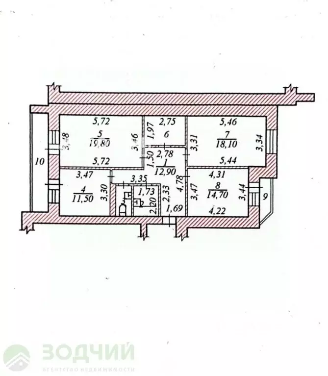 3-к кв. чувашия, чебоксары ул. мате залка, 13 (88.6 м) - Фото 1