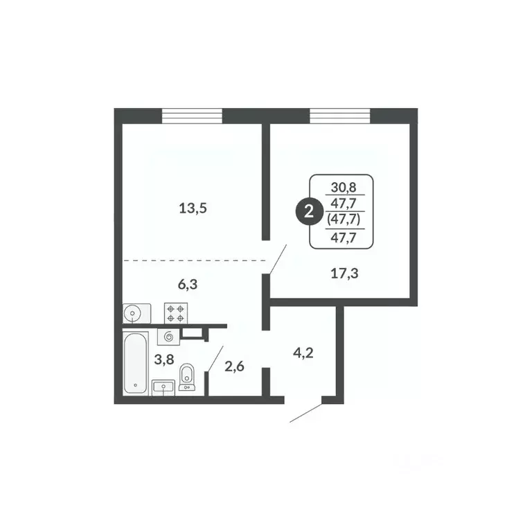 2-к кв. Кировская область, Киров Московская ул., 209 (47.7 м) - Фото 1