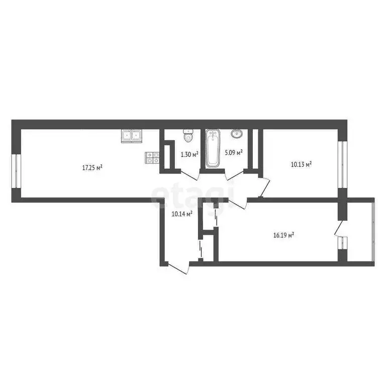 2-комнатная квартира: Тюмень, улица Вадима Бованенко, 4 (58.5 м) - Фото 1