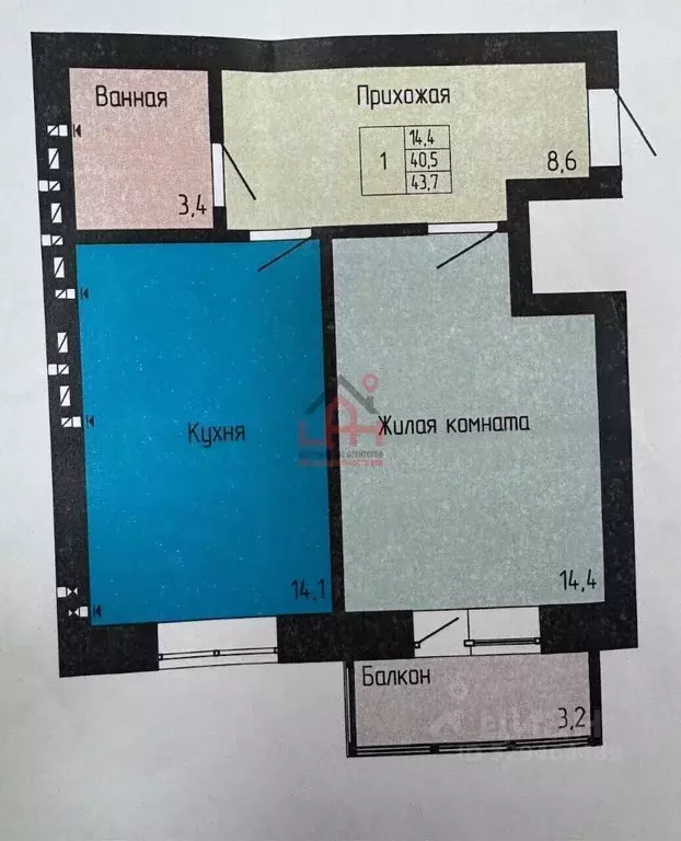 1-к кв. Ставропольский край, Ессентуки Никольская ул., 27к8Б (43.7 м) - Фото 1