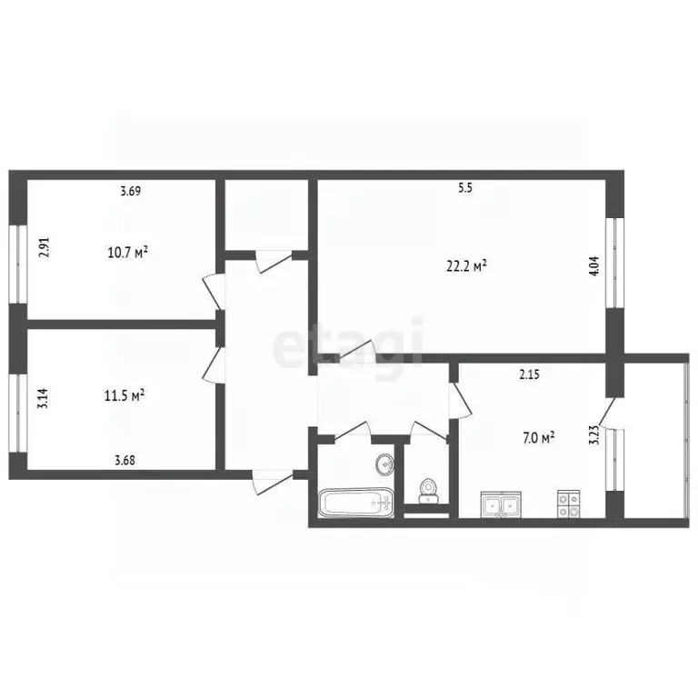 3-к кв. Вологодская область, Череповец Октябрьский просп., 73 (73.0 м) - Фото 2