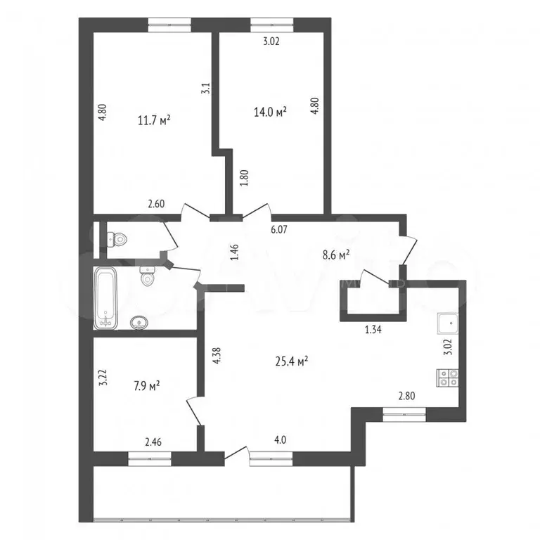 4-к. квартира, 75 м, 4/9 эт. - Фото 0