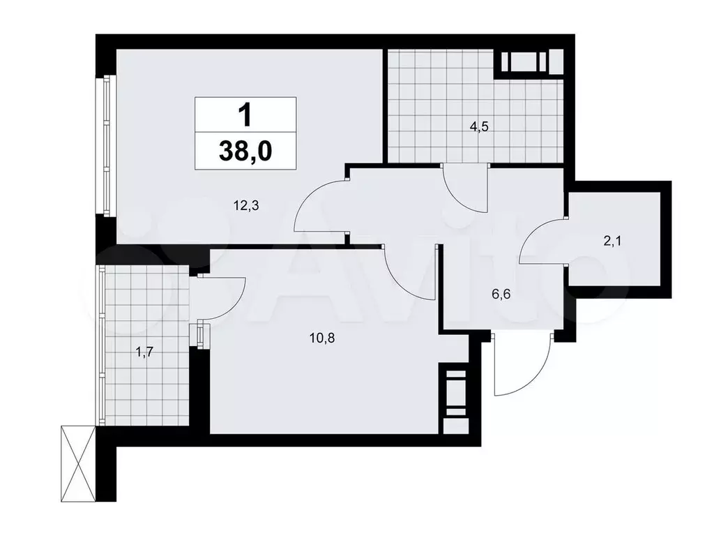 1-к. квартира, 38 м, 7/9 эт. - Фото 0