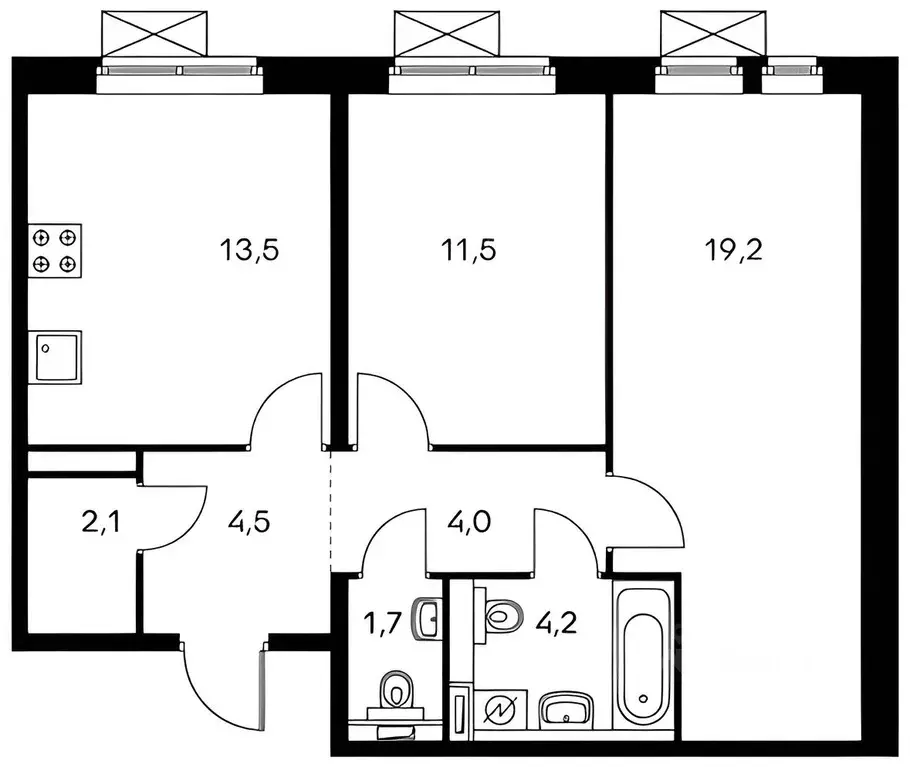 2-к кв. московская область, балашиха ул. реутовская, 5 (61.0 м) - Фото 1