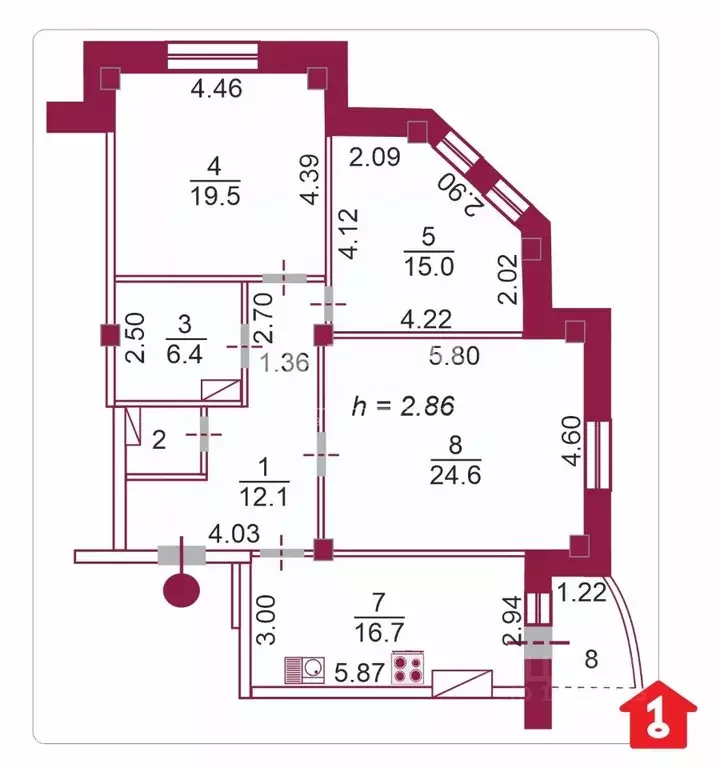 3-к кв. Омская область, Омск бул. Архитекторов, 10 (98.3 м) - Фото 1