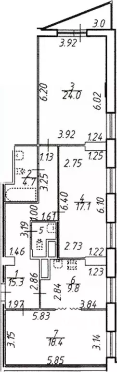 3-к кв. Санкт-Петербург ул. Руднева, 18 (78.3 м) - Фото 1