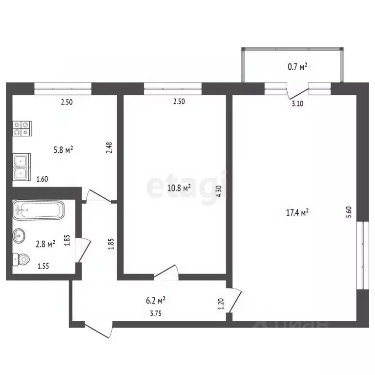 2-к кв. Мордовия, Саранск просп. 60 лет Октября, 59 (43.0 м) - Фото 2