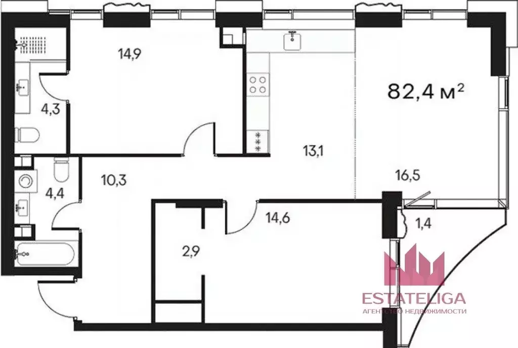 2-к кв. Москва наб. Покровская, 16 (82.4 м) - Фото 1