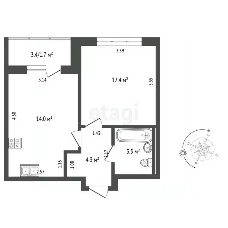 1-к кв. Москва 1-й Ясеневский жилой комплекс, 3 (35.9 м) - Фото 2