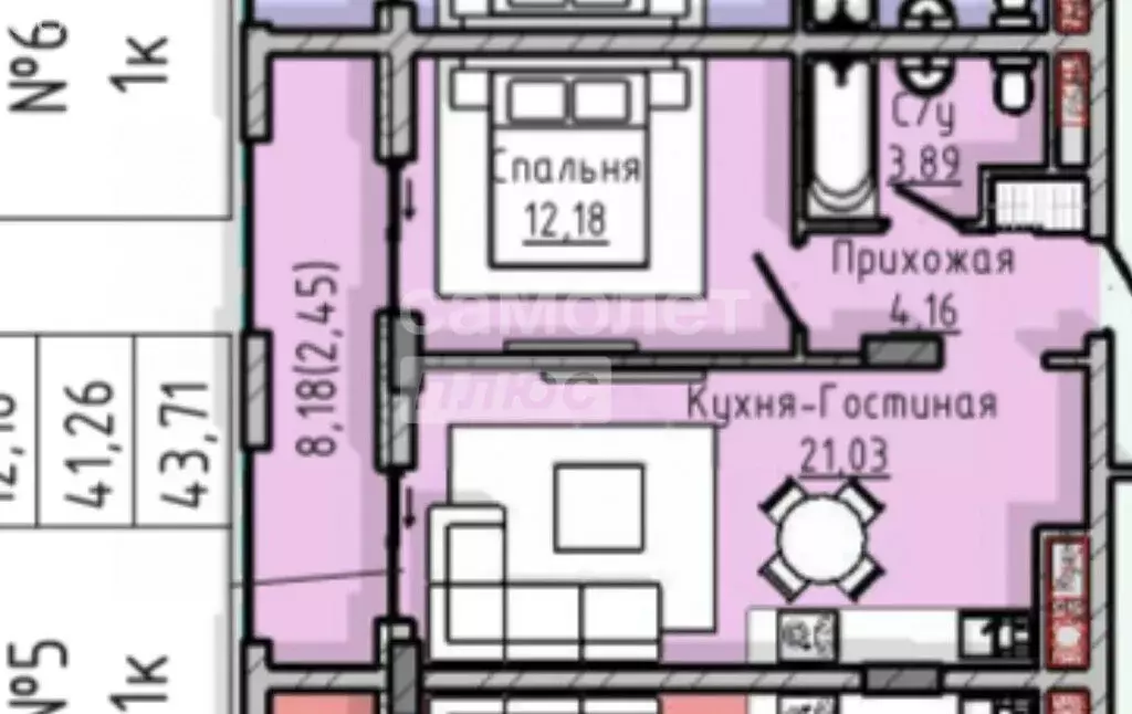 1-комнатная квартира: Нальчик, улица Тарчокова, 58 (43 м) - Фото 1